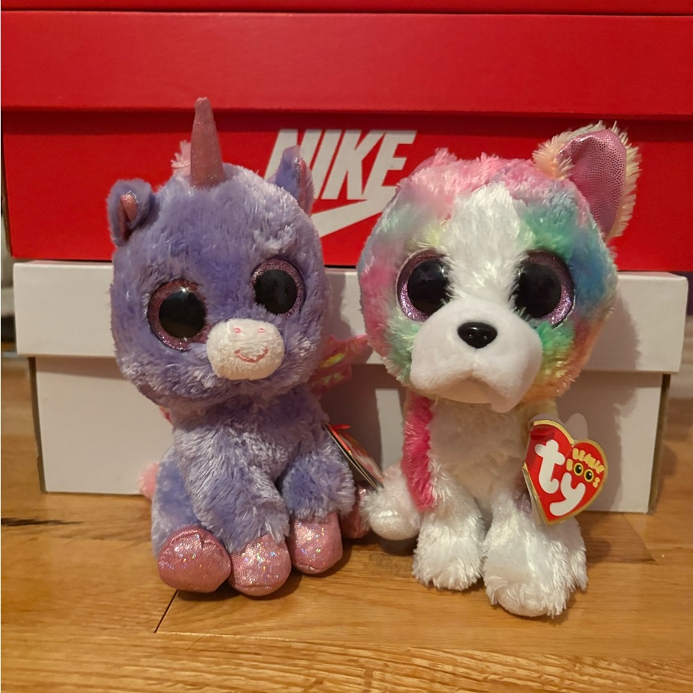 TY Claire’s Beanie Boo Athena (Alicorn) and Isla (Dog)